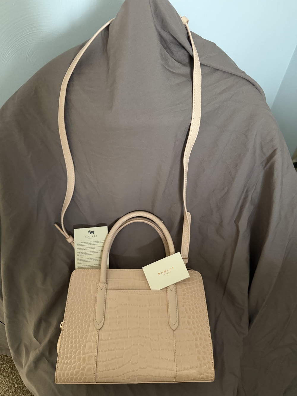 NWT Radley London Blush Croc-Embossed Leather Satchel